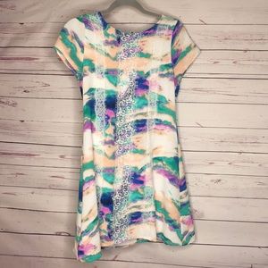 Girls Classy Watercolor Lace Trim Dress Size 16